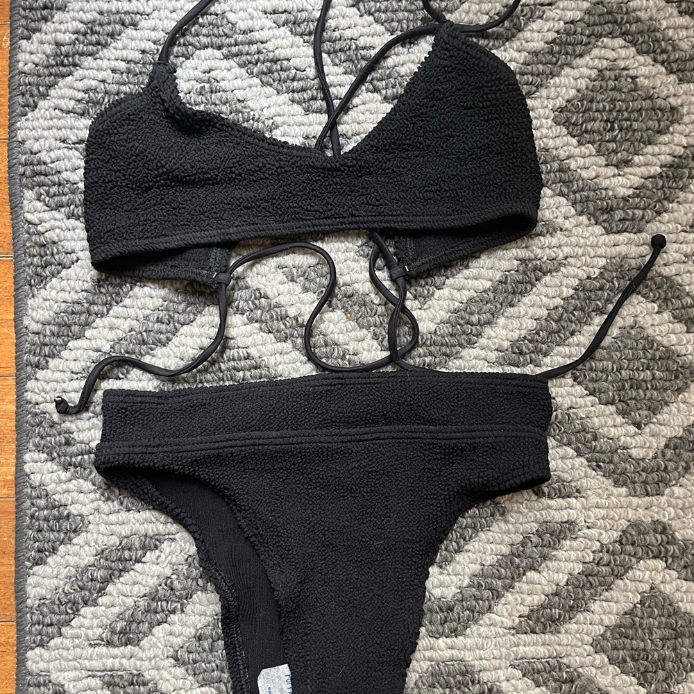Bound by bond eye Australia Black Textured Bikini Set